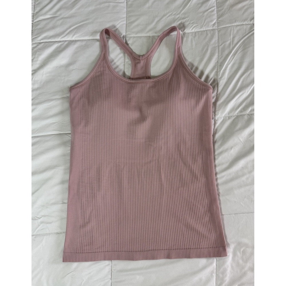 Lululemon Ebb to Street Tank Top Size 12 Pink Haze Built In Bra B/C Yoga EUC